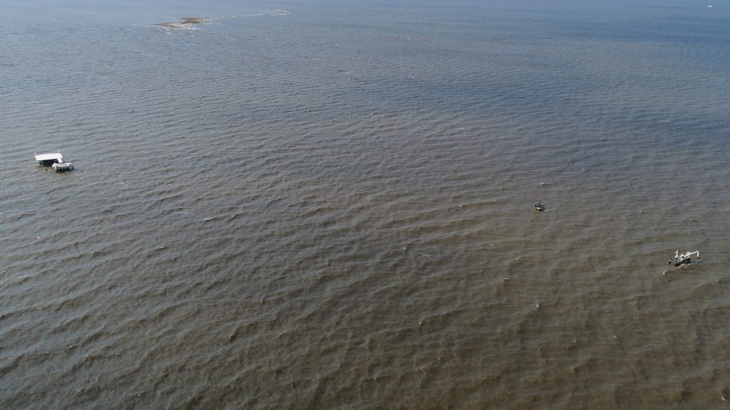 boat accident reconstruction aerial drone of scene 