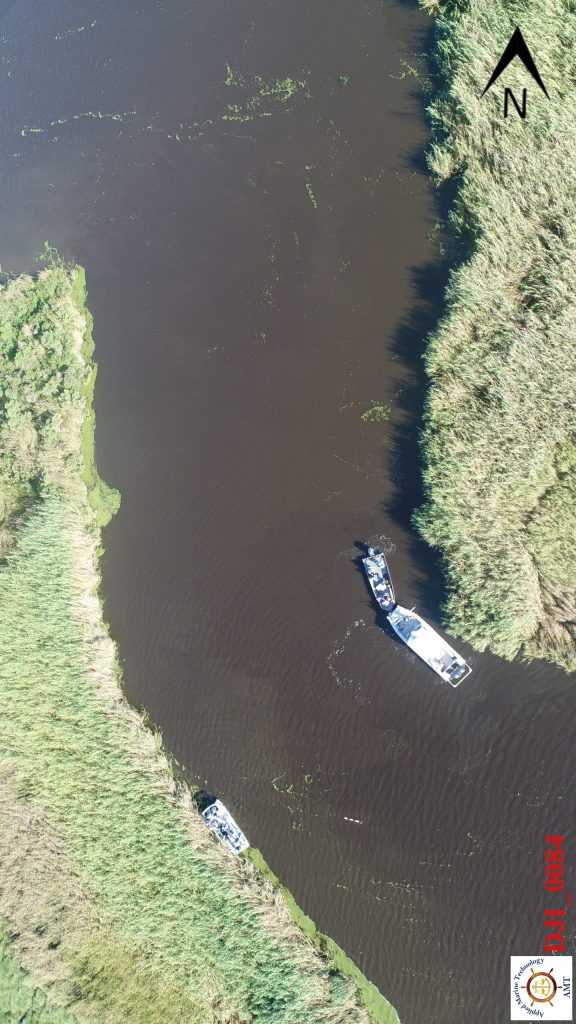boat accident reconstruction drone image of scene  